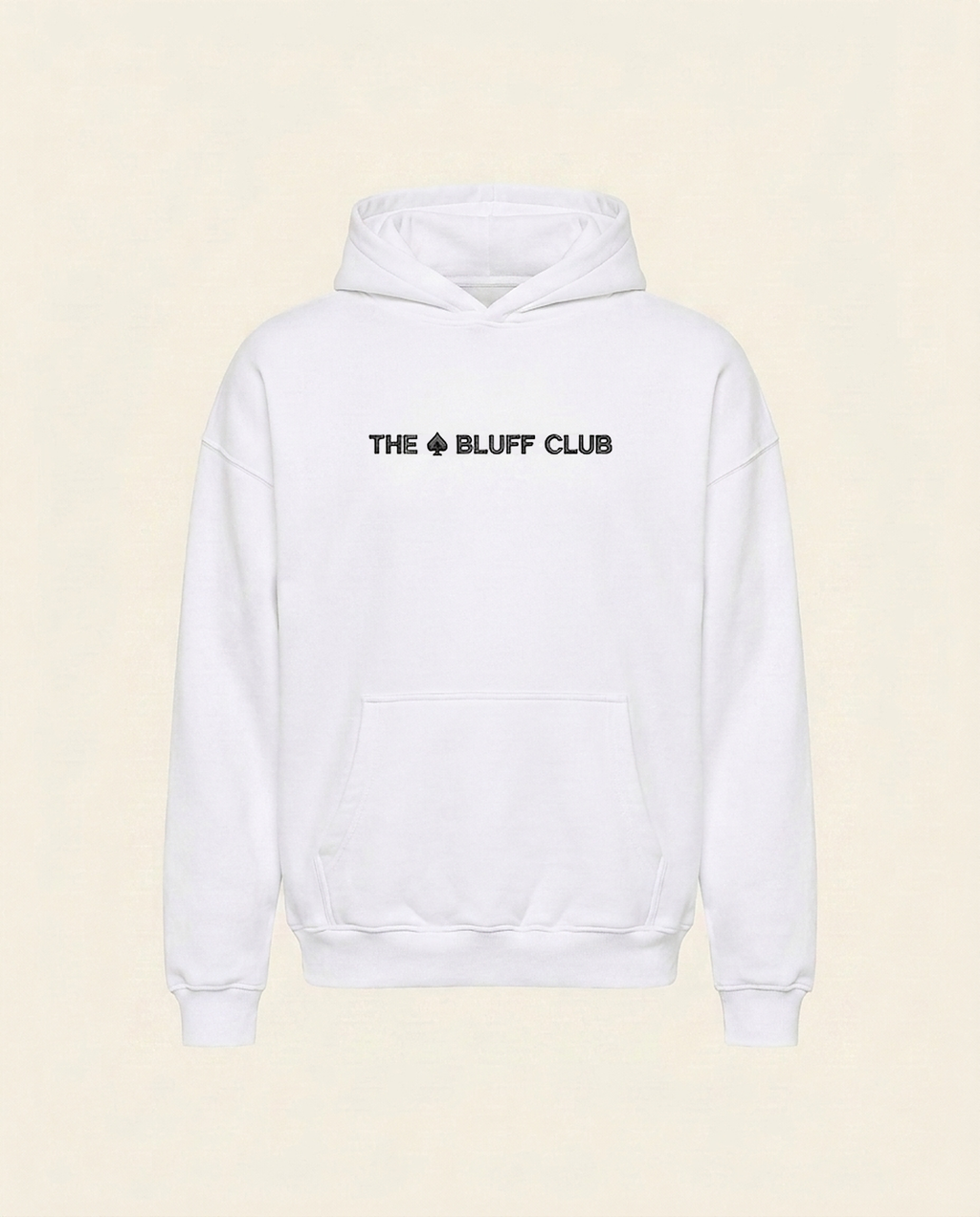 Hoodie Blanc — packshot face (brodé)