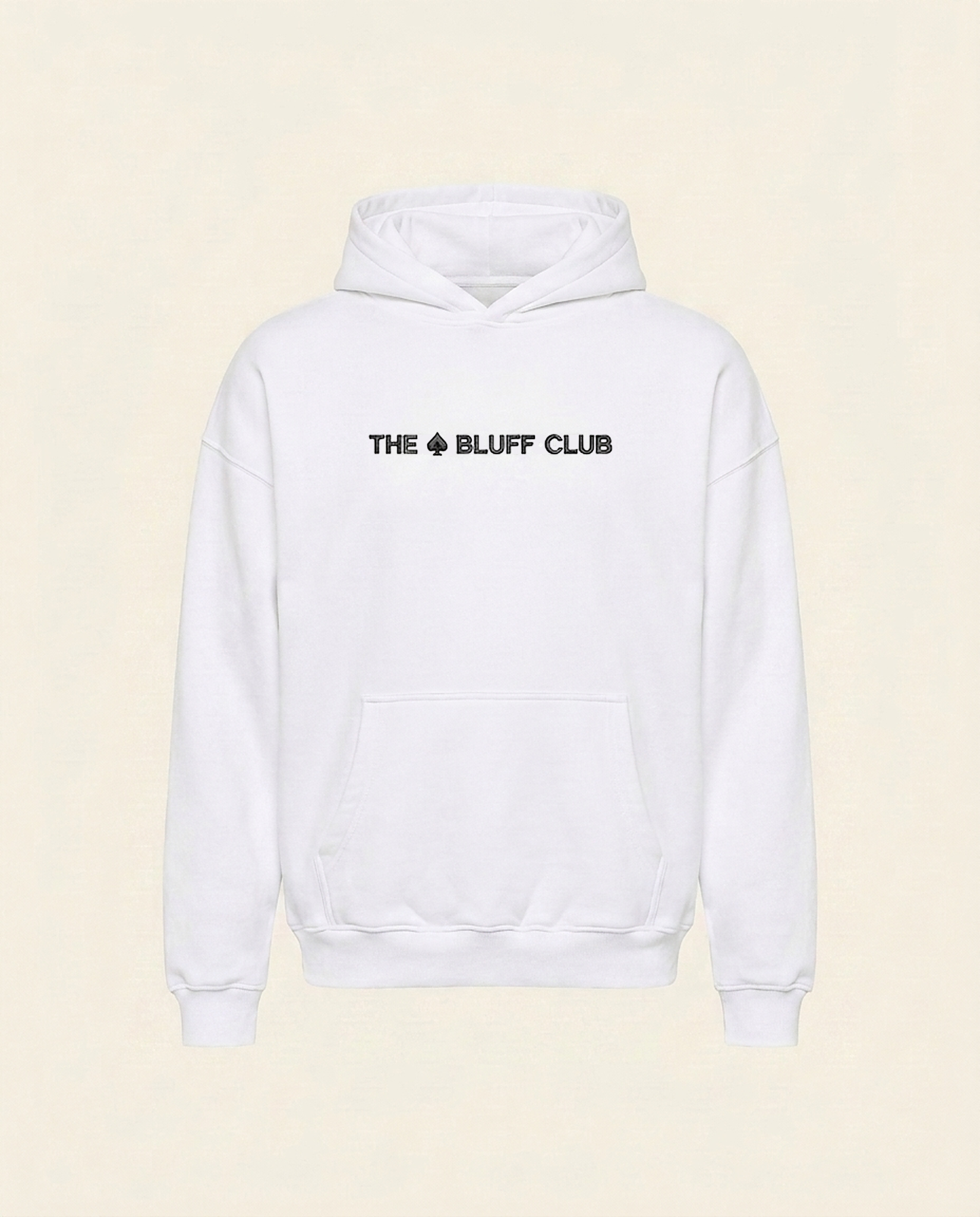 Hoodie Blanc — packshot face (brodé)