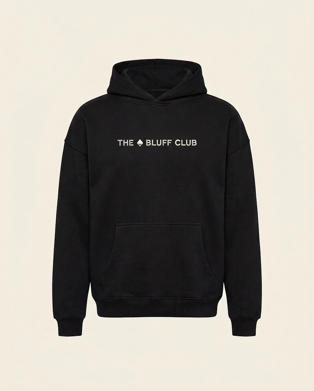 Hoodie Noir — packshot face (brodé)