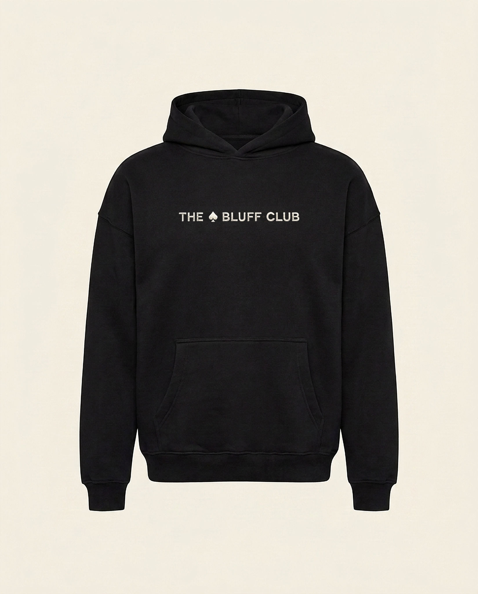 Hoodie Noir — packshot face (brodé)