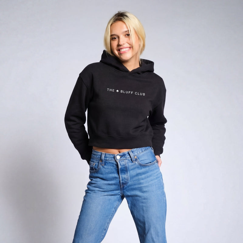 Hoodie Poker Cropped Femme - Black Edition