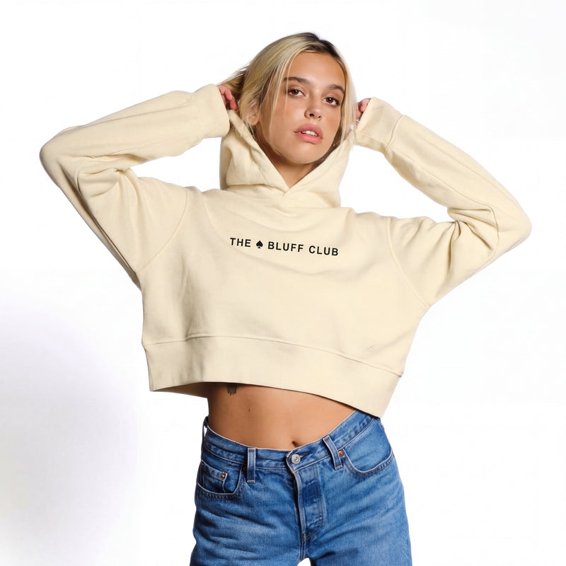 Hoodie Poker Cropped Femme - White Edition